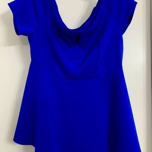 Electric Blue Peplum Scuba Top